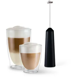 Tchibo Hand-Milchaufschäumer akkubetrieben, wiederaufladbar, inkl. USB-Ladekabel, spülmaschinengeeigneter Edelstahlquirl, für Latte Macchiato, Cappuccino und Kakao, Schwarz