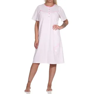 Normann Nachthemd Frauliches Damen kurzarm Nachthemd,cm Länge, Knopfleiste am Hals rosa 40-42