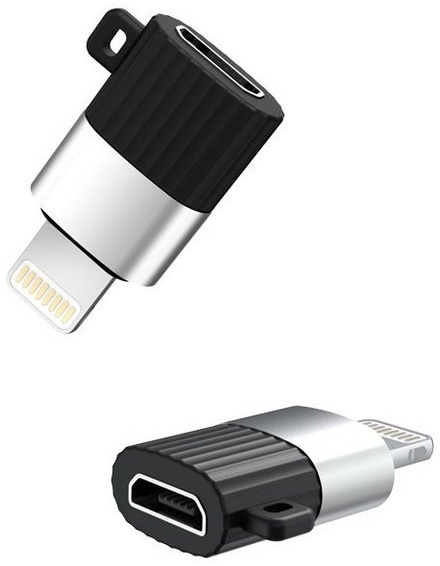 XO XO Lightning Stecker auf Micro USB Buchse kompatibel mit iPhone iPad Smartphone-Adapter schwarz
