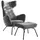 KAWOLA Ohrensessel LOTTE Velvet 79 x 117 x 0 cm Silber mit Hocker