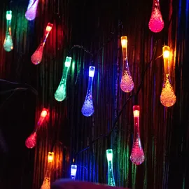 Harms Import RGB LED Außen Solar Steck Lampe Tropfen Erdspieß Garten Deko Lichterkette Leuchte, IP44, 20x led