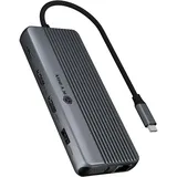 Icy Box 12-in-1 DockingStation mit dreifacher Videoausgabe (2X HDMI, 1x VGA, USB-C PD 100W, Gigabit LAN, Audio, SD/microSD Kartenleser, 2X USB-A 3.2, 2X USB-A 2.0, Aluminium, 5 Gbit/s), IB-DK4062-CPD