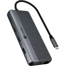 Icy Box 12-in-1 DockingStation mit dreifacher Videoausgabe (2X HDMI, 1x VGA, USB-C PD 100W, Gigabit LAN, Audio, SD/microSD Kartenleser, 2X USB-A 3.2, 2X USB-A 2.0, Aluminium, 5 Gbit/s), IB-DK4062-CPD