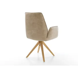DeLife Esszimmerstuhl Zoa-Flex Mikrofaser Beige Vintage Holzgestell kantig Natur Taschenfederkern
