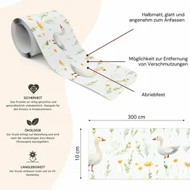 Muralo Selbstklebende Bordüre süße Gänschen 10 cm x 300 cm