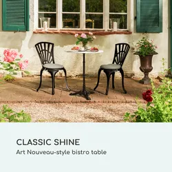 Blumfeldt Patras Bistro-Tisch Marmortischplatte Ø60cm Gusseiserner Standfuß Schwarz / Weißer Marmor