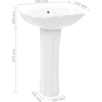 VidaXL Freistehendes Waschbecken mit Säule Keramik Weiß 580x510x200 mm