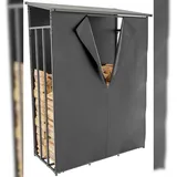 deluke Kaminholzregal Metall 70 x 130 x 185 cm Schwarz