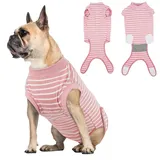 Hjumarayan OP Body Hund Kastration Hündin - Hundebody nach Kastration Medizinischer Body Hund Atmungsaktive für Kleine Mittele Große Hunde, Alternative zur lästigen Halskrause, Rosa Gestreifter XS