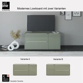 Set One by Musterring Lowboard 137 cm Olivgrün Glas