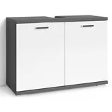 byLIVING Waschbeckenunterschrank »Nebraska«, Breite 80 cm, Badezimmerschrank, MDF-Fronten in Hochglanz-Optik grau