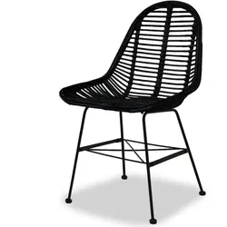 vidaXL Esszimmerstühle 4 Stk. Natur Rattan Schwarz