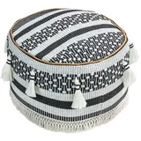Dehner Pouf Livia, ca. Ø35/H20 cm, Schwarz, Weiß