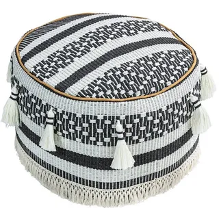 Dehner Pouf Livia, ca. Ø35/H20 cm, Schwarz, Weiß