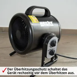 Hecht 3422 Heizlüfter 2in1 Ventilator | 3000 W | bis 40 m2 | Isolierter Tragegriff | Thermostat - Schwarz