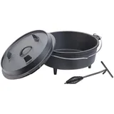 Rosenstein & Söhne Dutch Oven aus Gusseisen mit Standfüßen, 2in1-Deckel & -Pfanne, 6 l