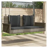 VidaXL Hängebank mit Kissen Grau 119x56x48 cm Poly Rattan