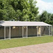 vidaXL Hundezwinger mit Dach und Türen 10 x 2 x 2 m Stahl Grau