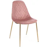Esszimmerstuhl Terry 4er-Set aus Samt, modern gepolstert, Rosa, stabiles Metallgestell