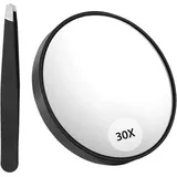 30-facher Vergrößerungsspiegel, 30-facher Vergrößerungsspiegel, Saugnapf und Pinzette, als Vergrößerungsspiegel für Make-up, Taschenspiegel für