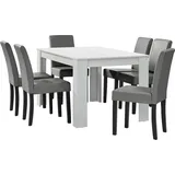 [en.casa] Essgruppe Forssa 7-tlg 140x90 cm weiß / hellgrau [en.casa]