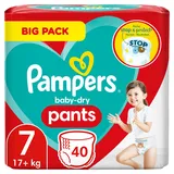 Pampers Windeln Pants Größe 7 (17kg+) Baby-Dry, Extra Large, 40 Höschenwindeln, BIG PACK, mit Stop- und Schutz Täschchen