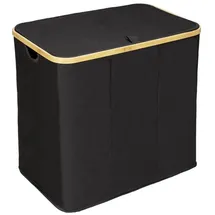 Wenko Bambus Wäschetruhe Trio Ecori In Schwarz 57 X 50 X 37 Cm - Rahmen: Natur, Wäschesack: Schwarz - Wenko