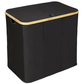 Wenko Bambus Wäschetruhe Trio Ecori In Schwarz 57 X 50 X 37 Cm - Rahmen: Natur, Wäschesack: Schwarz - Wenko