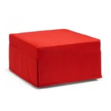 Dmora Klappbett Ancilla, Puff umwandelbar in Einzelbett, 100% Made in Italy, Sitzpuff aus Stoff fürs Wohnzimmer, Cm 80x80h45, Rot