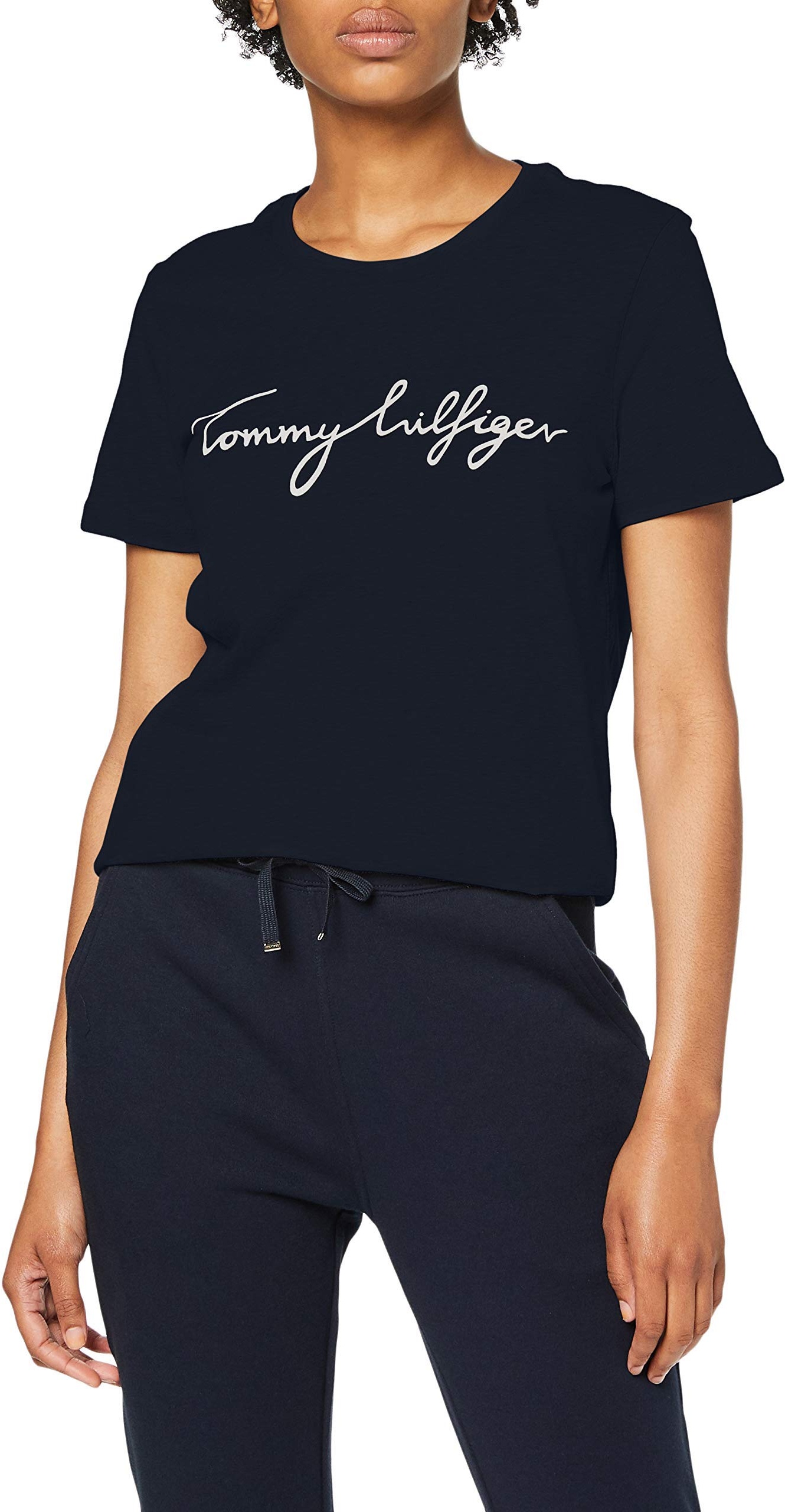 Tommy Hilfiger Damen T-Shirt Kurzarm Heritage Rundhalsausschnitt, Blau (Midnight), XXL