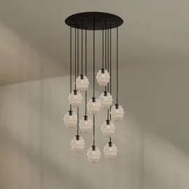 s.luce Echos 12-flg. Ø 80 cm oval braun/weiß