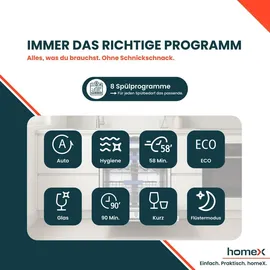 Homex DWFI601442A Einbau-Geschirrspüler (vollintegrierbar, 598 mm)