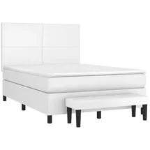 vidaXL Boxspringbett mit Matratze Weiß 140x190 cm Kunstleder