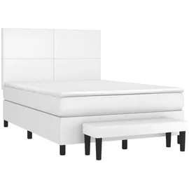 vidaXL Boxspringbett mit Matratze Weiß 140x190 cm Kunstleder