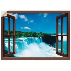 Artland Wandbild Fensterblick – Niagara, Fensterblick (1 St), als Leinwandbild, Wandaufkleber oder Poster in versch. Größen braun