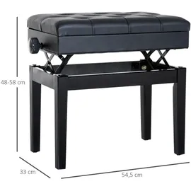 Homcom Klavierhocker Klavierbank Klavier Bank Schminkhocker Hocker mit Stauraum höhenverstellbar 54,5 x 33 x 48-58 cm