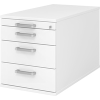 bümö Rollcontainer mit Schubladen, Container abschließbar aus Holz in weiß - Rollwagen für's Büro als Schreibtisch Unterschrank, Bürocontainer od.