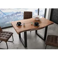 MASSIVMOEBEL24.DE Baumtisch Akazie 140x90x77 natur lackiert / U-Beine anthrazit