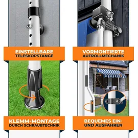 Kesser Klemmmarkise 200 cm blau-weiß