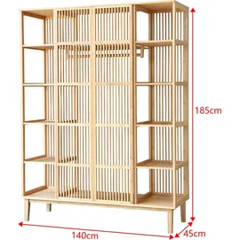 [en.casa] Garderobenschrank Hudiksvall 185 x 140 x 45 cm Beige