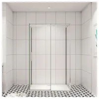 duschspa Komplettdusche 195cm Duschkabine Duschabtrennung Dusche Schiebetür Glastür, Einscheibensicherheitsglas, Sicherheitsglas, Set 150 cm x 90 cm