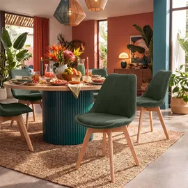 CLP Esszimmerstuhl Linares Cord grün 4er Set