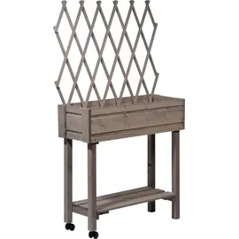 Dobar rollbares Hochbeet mit Rankgitter 79 x 28,5 x 130 cm Grau