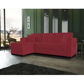 Dmora Schlafsofa mit umkehrbarer Halbinsel, mit 2 Kissen, rote Farbe, Maße 227 x 81 x 150 cm