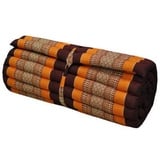 Kapok Thaikissen, Yogakissen, Massagekissen, Kopfkissen, Tantrakissen, Sitzkissen - Braun/Orange (Rollmatte breit - 75x5x180)