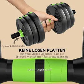 sportnow Hantelset verstellbar 20 kg Kurzhanteln grün