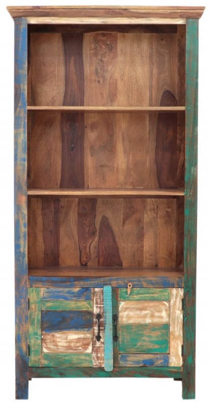 Bücherregal Retro 90x180x35 aus recyceltem indischen Mango-Massivholz