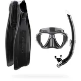 Cressi Profi Schnorchelset und Apnoe Set Erwachsene, 100% Schwarz, Made in Italy