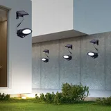 ETC Shop 4er Set LED Solar Wandleuchte, Bewegungsmelder anthrazit,