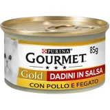 Purina Gourmet Gold Würfel aus Sauce Feuchtigkeit Katze mit Huhn und Leber, 24 Dosen à 85 g , 85g (24er Pack)